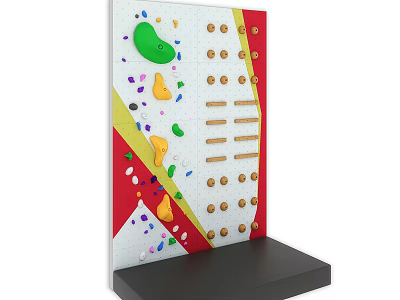 Indoor Climbing Wall Sports Equipment With Colorful Holds And Colored Strips For Fitness Training 3d model