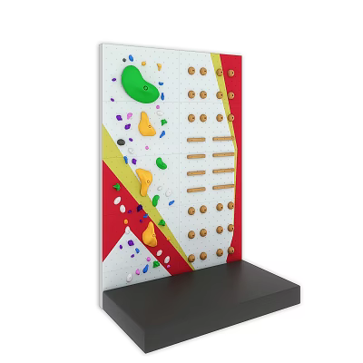 Indoor Climbing Wall Sports Equipment With Colorful Holds And Colored Strips For Fitness Training 3d model
