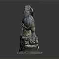 Intricate Stone Sculpture Of Standing Animal Figure With Textured Base And Carved Details