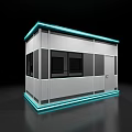 Modern Space Capsule With White Exterior Blue Accent Lighting And Sleek Design
