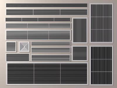 Air Conditioner Vents With Assorted Grille Styles And Different Size Options 3d model