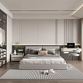 Modern Bedroom Interior Design With Platform Bed Wardrobe Desk And Neutral Tones