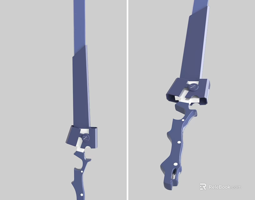 Blue Sword Weapon With Detailed Hilt Design And Blade Structure View 3d model 