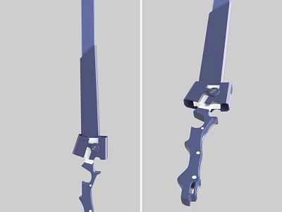 Blue Sword Weapon With Detailed Hilt Design And Blade Structure View 3d model