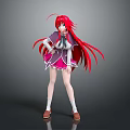 Game and Movie Character With Long Red Hair Pink Skirt White Top And Brown Shoes