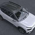 White Modern SUV Car With Roof Rack Front Grille And Headlights