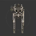 Rustic Metal Military Mechanical Walker With Four Legs And Weapon System 3d model