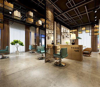 Industrial LOFT Barber Shop 3d model