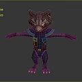 Raccoon Character 3D Model in Blue Outfit With Red Vest and Outstretched Arms