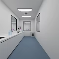 Modern Laboratory Interior With Lab Benches Computers Fume Hoods And Warning Signs