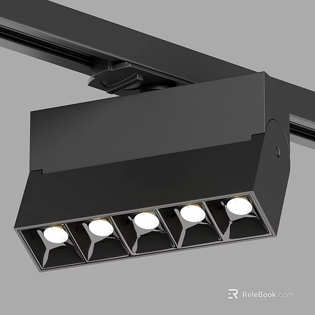 Black Multi Head Track Spotlight With Modern Design For Interior Lighting 3d model 