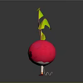 Cartoon Red Round Beetroot With Green Yellow Leaves And Anthropomorphic Features
