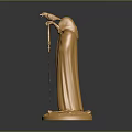 Elegant Golden Hooded Robed Statue With Scepter And Sword On Base