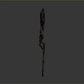 Fantasy Weapon Featuring Curved Blade And Intricate Metal Handle Design