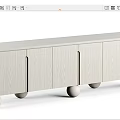 Modern Wooden TV Stand with Sleek Design Round Legs and Handle Details