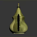 Elegant Golden Teapot With Black Handle And Decorative Top Design