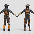 Sci-Fi Characters In Futuristic Astronaut Suits With Detailed Armor Front And Back Views