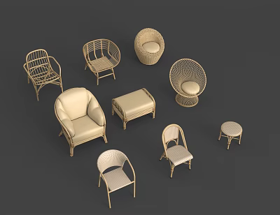 Southeast Asia Leisure Chair Rattan Chair 3d model