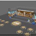 Modern Stage Setup With Illuminated Lighting Steps Backdrop Displays And Front Table