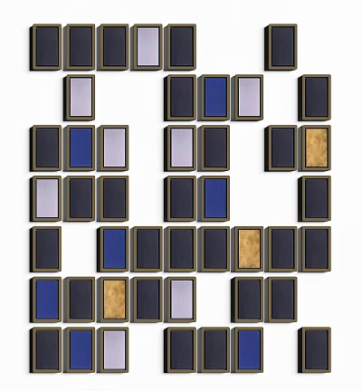 Decorative Frames In Black Blue Purple Gold Colors Arranged On White Background With Pattern 3d model