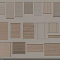 Various Wooden Window Blinds Featuring Different Slatted Designs For Home Decoration 3d model