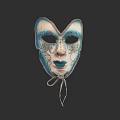 Venetian Decorative Mask With Blue White Ornate Patterns And Ribbon Ties