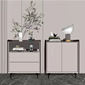 Modern Bedside Tables With Drawers Cabinet Doors Green Plant Table Lamp And Books