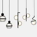 Minimalist Modern Pendant Lights With Spherical Glass Bodies And Metal Rods For Interior Decor