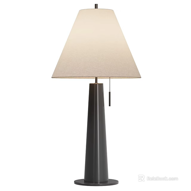 Modern Minimalist Table Lamp With Black Conical Metal Base And White Fabric Shade 3d model 