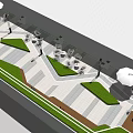 Modern Scenic Feature Wall Design With Lush Greenery Seating And Paved Pathways