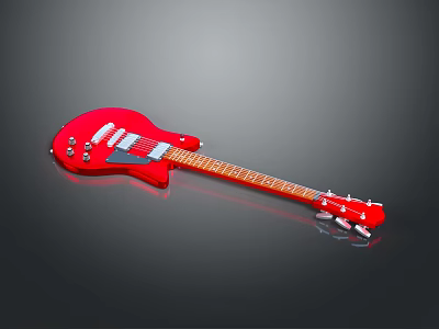 Red Electric Guitar With Glossy Body Rosewood Neck And Chrome Hardware 3d model