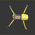 Yellow Industrial Drone With Four Propeller Arms And Labeled Body For Professional Use