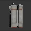 Industrial Style Metal Equipment Unit Featuring Multiple Drawers Cabinets Vents And Control Panel