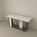 Modern Minimalist Console Table With Light Marble Top And Dark Wooden Frame 3d model