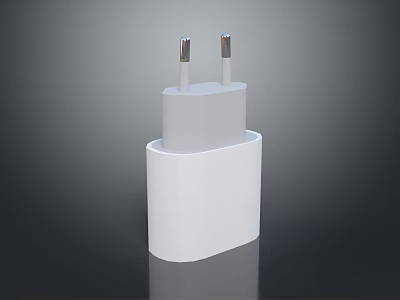 White Laptop Power Adapter With Two Pin Plug Compact Design 3d model