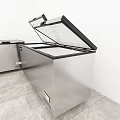 Three Stainless Steel Chest Freezers in White Room with Marble Floor and Open Lid