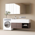 modern sink bathroom cabinet washing machine mirror 3d model