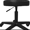 Adjustable Height Stool With Round Padded Seat And Metal Base On Wheels