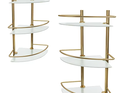 Modern Wall Mounted Cabinets With Golden Frames And White Shelves For Home Decor And Storage 3d model