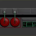 Red Gas Cylinders With Radioactive Signs And Green Display Control Equipment