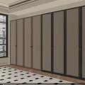 Modern Built in Wardrobe with Sliding Woven Doors Wooden Frame and Natural Light