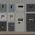 Various Modern Safes With Digital Locks In Different Colors And Sizes 3d model