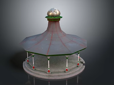 3D Model Gazebo Structure With Dome Top Decorative Ball And Pillar Base 3d model