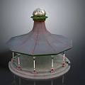 3D Model Gazebo Structure With Dome Top Decorative Ball And Pillar Base