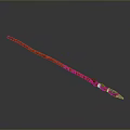 Red Long Staff Weapon With Textured Body And Metal Tip