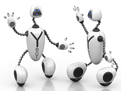 Smart Y BOT Robots With White Mechanical Design And Interactive Posture 3d model