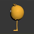 3D Yellow Cartoon Character With Spiky Hair Big Green Eyes Extended Arms and Friendly Expression