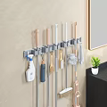 Wall Mounted Cleaning Tool Organizer With Mop Broom And Cleaning Supplies Hanging