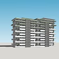 Modern Multi Storey Apartment Building With Gray White Exterior Balconies And Green Roof Design