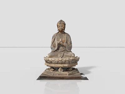 Ancient Architecture Historical Buddha Sculpture With Intricate Lotus Base And Pedestal 3d model